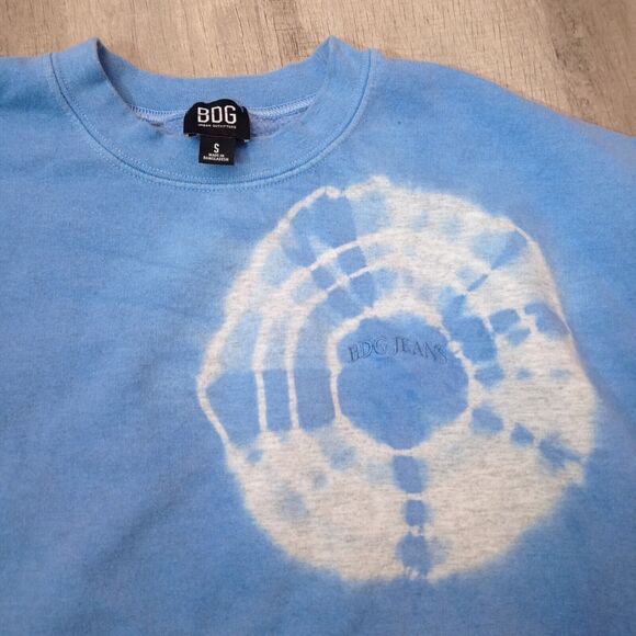 BDG Urban Outfitters Cropped Sweatshirt Small S Pullover Blue Tie Dye - Picture 2 of 6